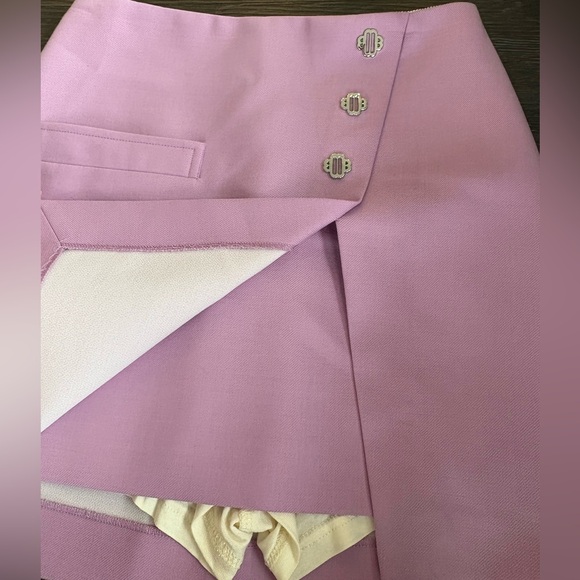 MAJE Lilac Mini Skirt Skort with Silver Button Detail NWT XS & built in shorts - Picture 6 of 14